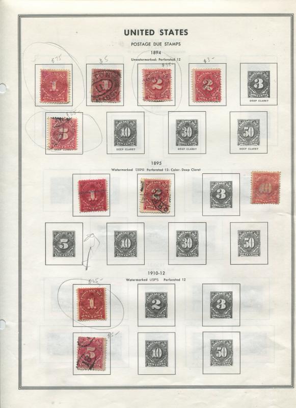 STAMP STATION PERTH USA #31 Postage Due Stamps M/Used 1894-1931 Unchecked