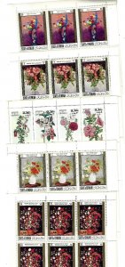 OMAN 1968 FLOWERS CLASSIC EUROPE ARTISITS 5 FULL SHEETS COMPLETE SETS NH