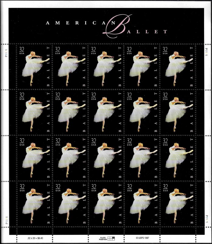 3237 Mint,OG,NH...  Pane of 20... SCV $14.50