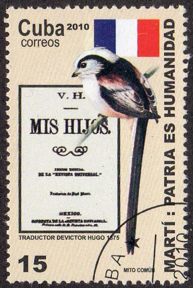 Cuba 5129 - Cto - 15c Long-tailed Tit / France Flag (2010) (cv $0.30) (2)