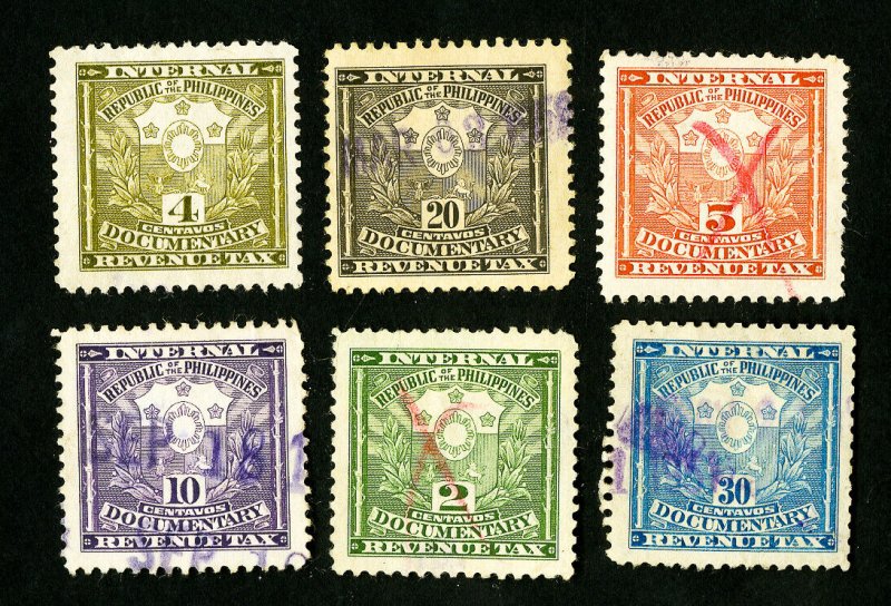 Philippines Stamps Very Nice Older Set of 6 Revenues
