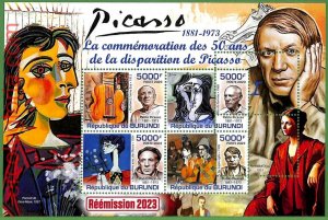 B1253 - BURUNDI - MISPERF ERROR Stamp Sheet - 2023 - Picasso, ART-