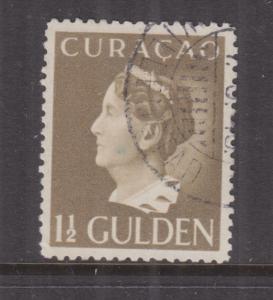 CURACAO, 1942 Wilhelmina, Kolff printing, 1 1/2g. Yellow Olive, used.