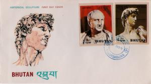 Bhutan 1971 History of Sculpture Complete (8) on Four First Day Covers VF