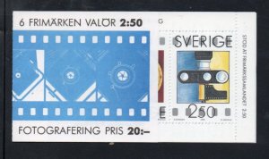 Sweden Sc 1844a 1990 Photography stamp booklet pane x 2 in booklet mint NH