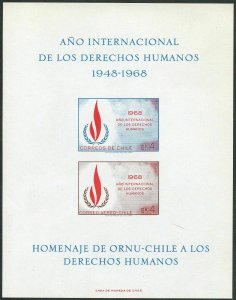 Chile C297a sheet,MNH.Michel Bl.(716-717). Human Rights Year IHRY-1968.