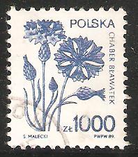 Poland used  Blue Flowers 1000 ZT 