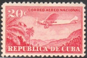 1931 Cuba Stamps Sc C 14a Airplane and Coast  Domestic Postage 20c  NEW