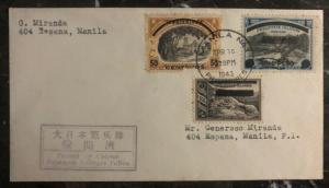 1943 Manila Philippines Japan Occupation First Day Censored Cover #N2 6 7 FDC C