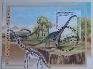 ​CAMBODIA STAMP:2000-HISTORICAL ANIMAL-BRACHIOSAURUS- CTO-NH- SOUVENIR SHEET