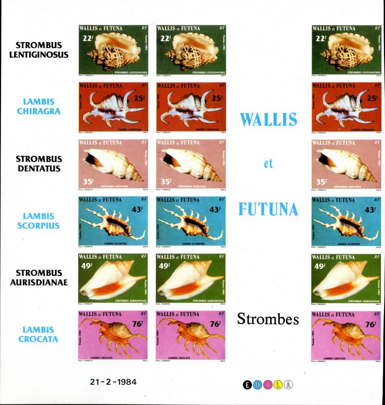 WALLIS &FUTUNA 309-314 MNH IMPERF SHEET OF 3 SETS BIN $60.00  OBO