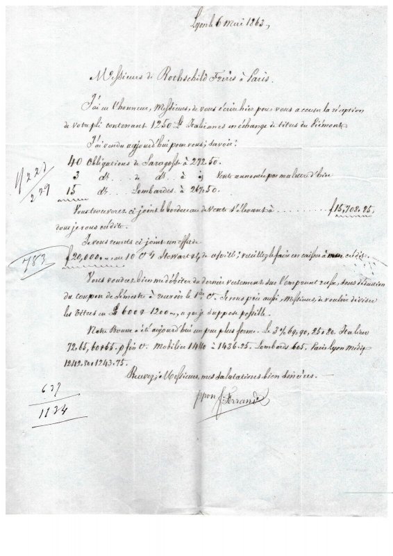 France 1863 ☀ Old Cover to Rothschild family / Bank in Paris