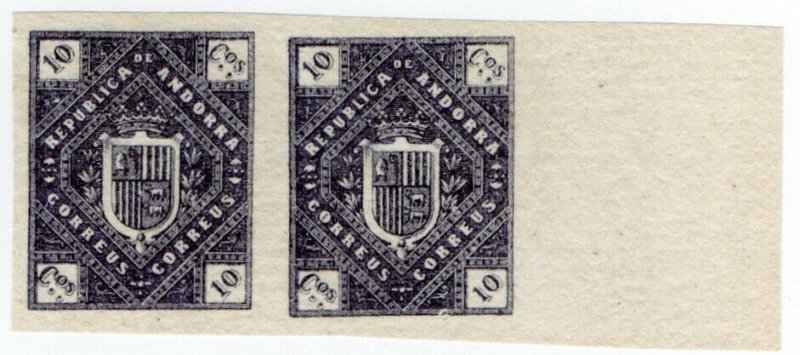 (I.B) Andorra Postal : Arms of The Republic 10c (die proof)