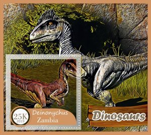 Stamps. Fauna. Dinosaurs  2019 year 6 sheets perforated