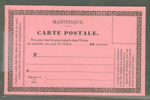 Martinique  1900 Formular postal card, pink