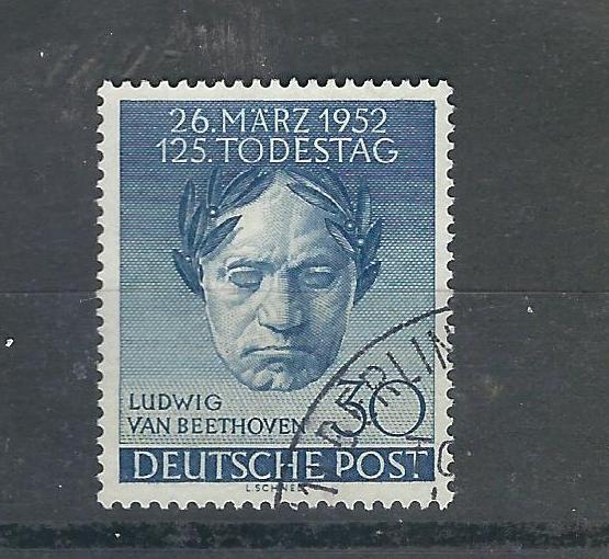Germany Berlin 9N80 Mi 87 30pf Dk Blue Beethoven Used VF 1952 SCV $22.50