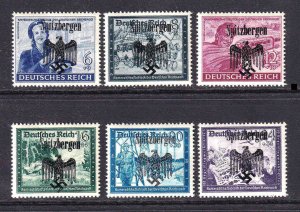 GERMANY B272-B277 SPITZBERGEN OVERPRINTS OG NH U/M F/VF TO VF SMALL EAGLES