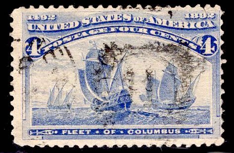 US Stamp #233 4c Columbian USED SCV $8.00