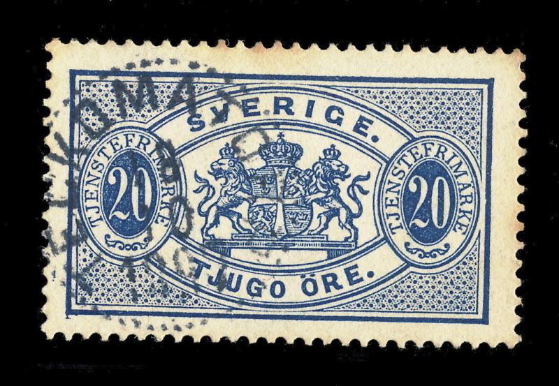 SUÈDE / SWEDEN 1897 TECKOMATORP (Type 22) on MiD15 20Öre Bleu / Blue