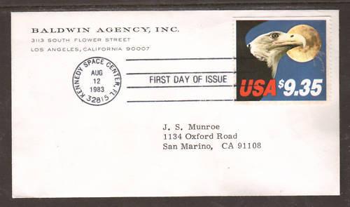 US Sc 1909 FDC. 1983 $9.35 Eagle & Moon Express Mail