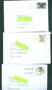 Norway. 3 Covers, Postal Used. 1988-2 x 1992.  Adr: Denmark.