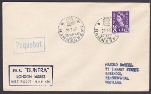 GB NORWAY 1967 MS Dunera ship cover, HAMMERFEST boxed PAQUEBOT.............A1453