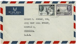 Nyasaland 1948 Cholo cancel on airmail cover to the U.S.