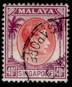 SINGAPORE GVI SG11, 40c red & purple, FINE USED. CDS