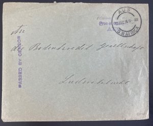 1916 Aus South West Africa WW1 German POW Censored Cover To Lüderitzbucht