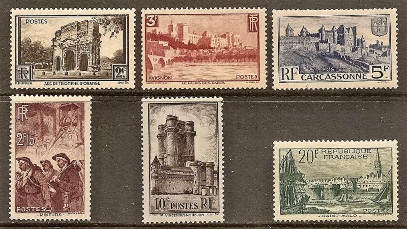 FRANCE  342-47 MINT OG 1938 VIEWS CV $37.50