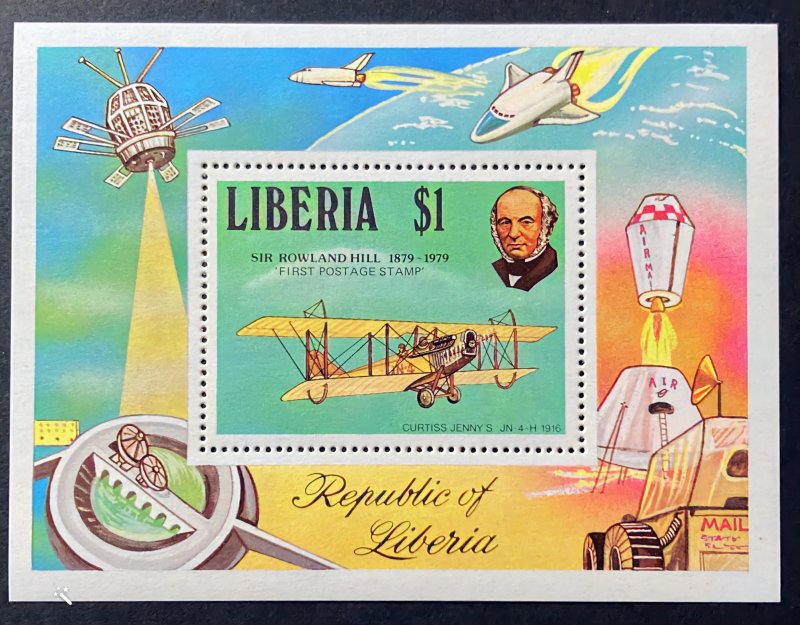 Liberia 1979 Sc#848 CURTISS JENNY 1916 PLANE/ROWLAND HILL S/S  Perforated MNH