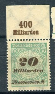 GERMANY; 1923 Oct-Nov Inflation Surcharged MINT MNH 20M. fine SHEET MARGINAL