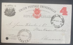 1894 Trujillo Peru Postal Stationery Postcard Cover To Markneukirchen Germany