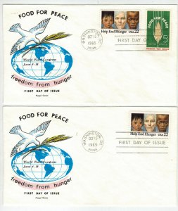 FLUEGEL SET OF 2 Superb Color FDCs Food For Peace Freedom From Hunger + Combo