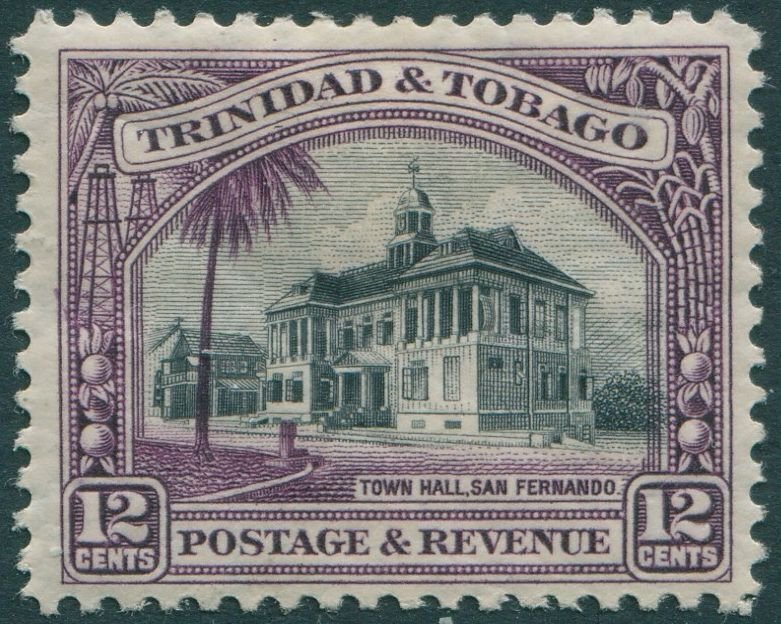 Trinidad & Tobago 1935 SG235 12c black and violet Town Hall MH