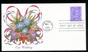 US 3998 39 cent Wedding Doves Bklt single UA Fleetwood cachet FDC