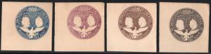 SC#U348-351 1¢ - 10¢ Columbus & Liberty Cut Squares: Full Corner (1893) Unused