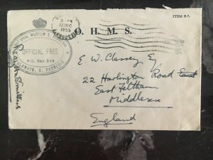 1943 Southern Rhodesia OHMS Cover to Middlesex England