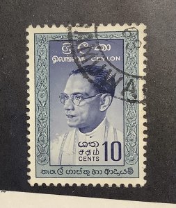 Ceylon 1961  Scott 362a  used - 10c,  S.W.R.D Bandaranaike