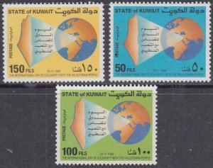 KUWAIT Sc # 1081-3 CPL MNH SET of 3 - INT'L DAY of SOLIDARITY with PALESTENIANS