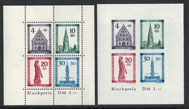 1949 BADEN - BF n. 1/2 City of Freiburg MNH/**