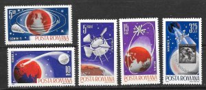 ROMANIA SC 1802-6 NH issue of 1965 - SPACE