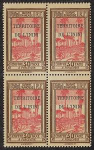 Inini Postage Due Ovpt Block of 4 (Scott #J4) MNH