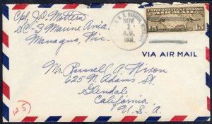 Nicaragua, 1931 cover franked with 15c US Airpost, used from Managua to Glend...