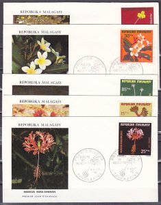 Malagasy Rep., Scott cat. 527-530, C141. Tropical Plants. 4 First day covers. ^