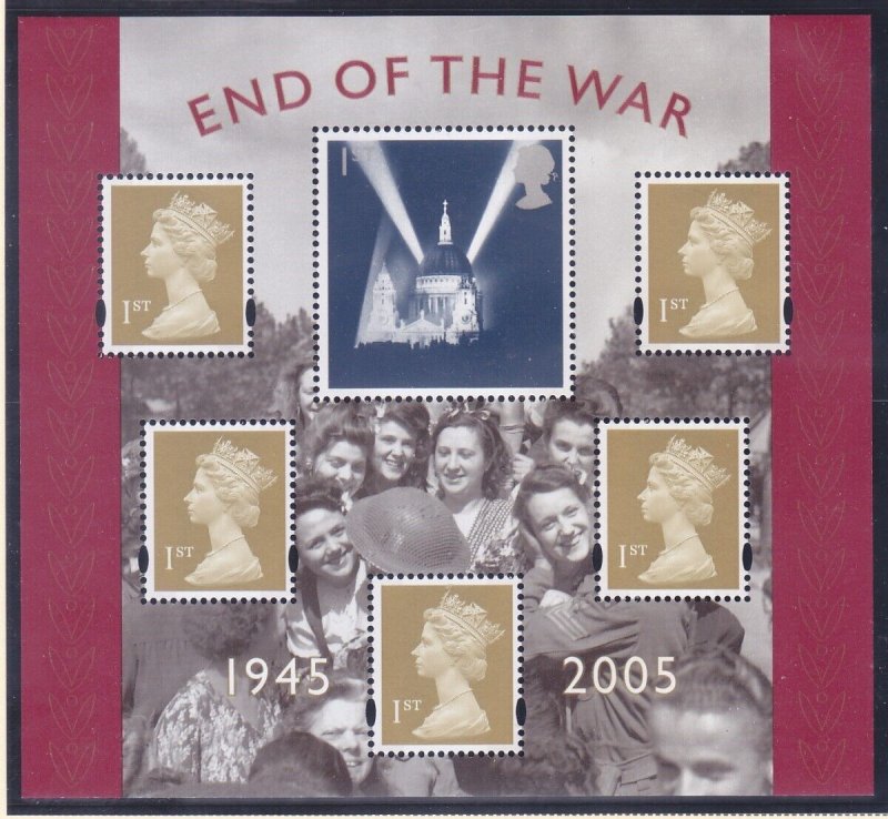Great Britain 2294 MNH 2005 End of WWII 60th Anniversary Souvenir Sheet of 5