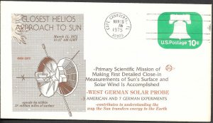 US Space Cover 1975. Solar Probe Helios 1 Closest Approach to Sun