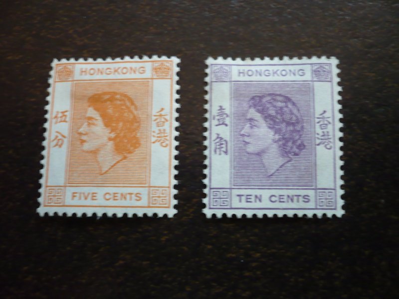 Stamps - Hong Kong - Scott# 185, 186 - Mint Hinged Partial Set of 2 Stamps