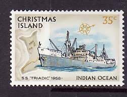 Christmas Is.-Sc#52- id2-unused NH 35c Triadic-Ships-Maps-1972-3-