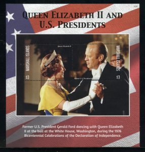 MARSHALL ISLANDS QUEEN ELIZABETH II & US PRESIDENTS GERALD FORD  SHEET  NH